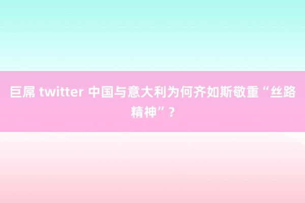 巨屌 twitter 中国与意大利为何齐如斯敬重“丝路精神”？
