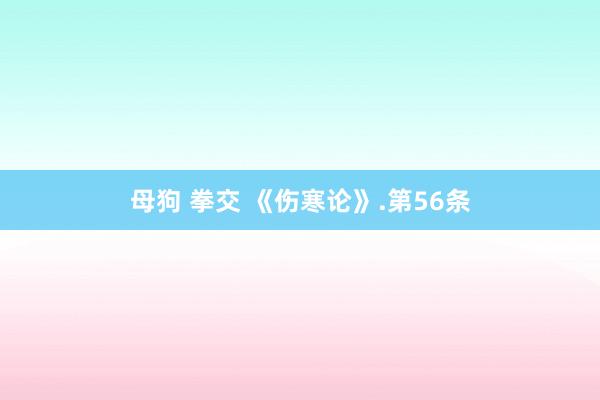 母狗 拳交 《伤寒论》.第56条