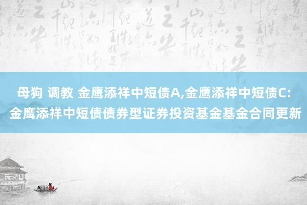 母狗 调教 金鹰添祥中短债A,金鹰添祥中短债C: 金鹰添祥中短债债券型证券投资基金基金合同更新