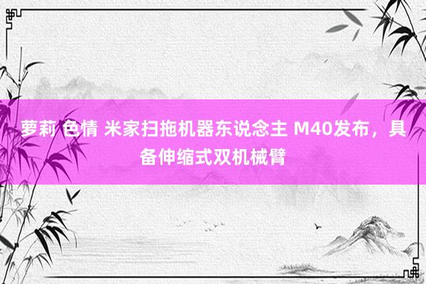 萝莉 色情 米家扫拖机器东说念主 M40发布，具备伸缩式双机械臂