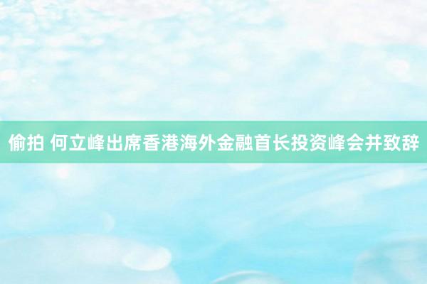 偷拍 何立峰出席香港海外金融首长投资峰会并致辞