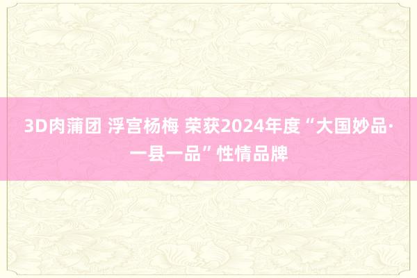 3D肉蒲团 浮宫杨梅 荣获2024年度“大国妙品·一县一品”性情品牌