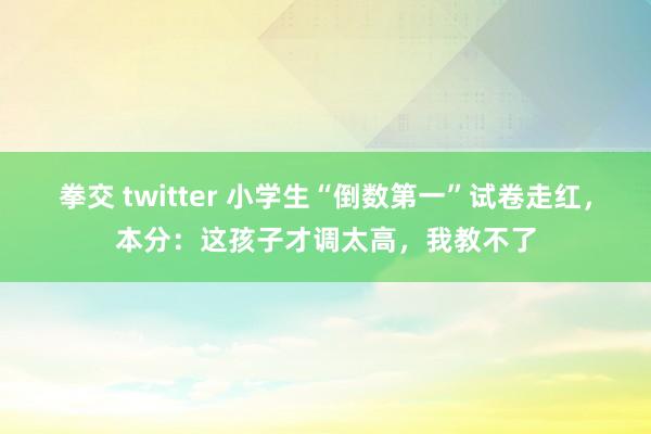 拳交 twitter 小学生“倒数第一”试卷走红，本分：这孩子才调太高，我教不了