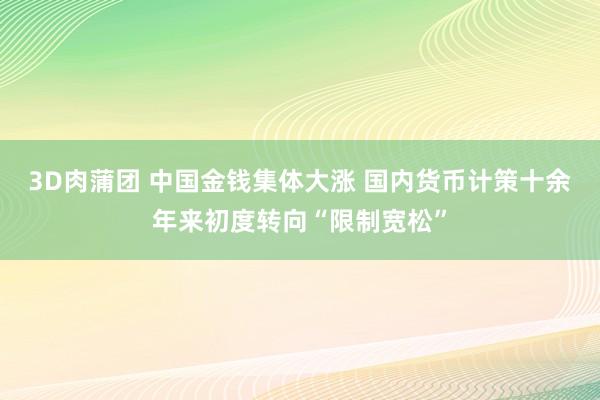 3D肉蒲团 中国金钱集体大涨 国内货币计策十余年来初度转向“限制宽松”