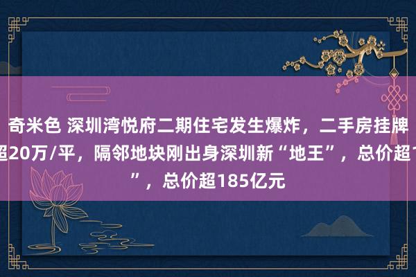 奇米色 深圳湾悦府二期住宅发生爆炸，二手房挂牌价大齐超20万/平，隔邻地块刚出身深圳新“地王”，总价超185亿元