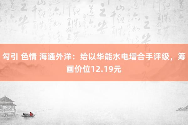 勾引 色情 海通外洋：给以华能水电增合手评级，筹画价位12.19元
