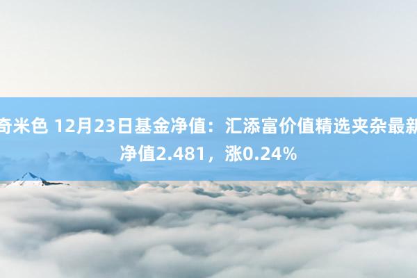 奇米色 12月23日基金净值：汇添富价值精选夹杂最新净值2.481，涨0.24%