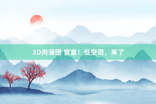 3D肉蒲团 官宣！低空司，来了