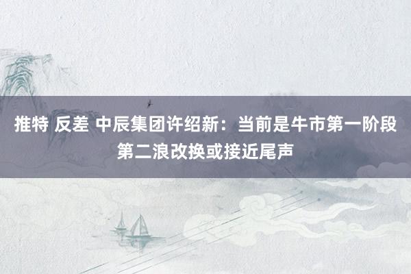 推特 反差 中辰集团许绍新：当前是牛市第一阶段第二浪改换或接近尾声