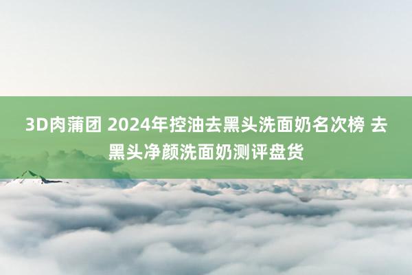 3D肉蒲团 2024年控油去黑头洗面奶名次榜 去黑头净颜洗面奶测评盘货