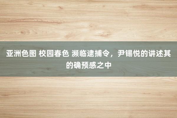 亚洲色图 校园春色 濒临逮捕令，尹锡悦的讲述其的确预感之中