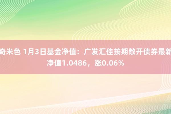 奇米色 1月3日基金净值：广发汇佳按期敞开债券最新净值1.0486，涨0.06%