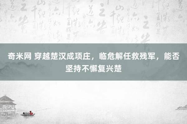 奇米网 穿越楚汉成项庄，临危解任救残军，能否坚持不懈复兴楚