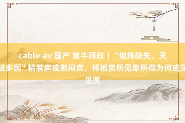 cable av 国产 紫牛问政｜“地线缺失、天花板多洞”精装房成憋闷房，样板房所见即所得为何成见笑