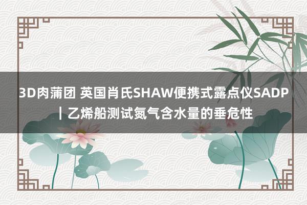 3D肉蒲团 英国肖氏SHAW便携式露点仪SADP｜乙烯船测试氮气含水量的垂危性