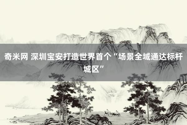 奇米网 深圳宝安打造世界首个“场景全域通达标杆城区”