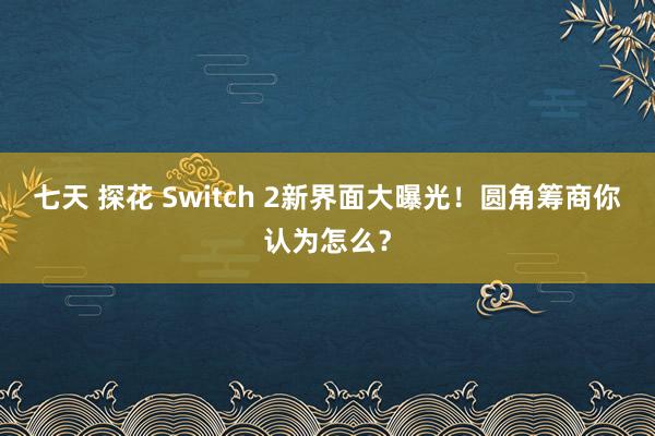 七天 探花 Switch 2新界面大曝光！圆角筹商你认为怎么？