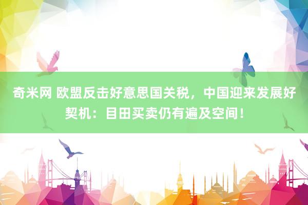 奇米网 欧盟反击好意思国关税，中国迎来发展好契机：目田买卖仍有遍及空间！