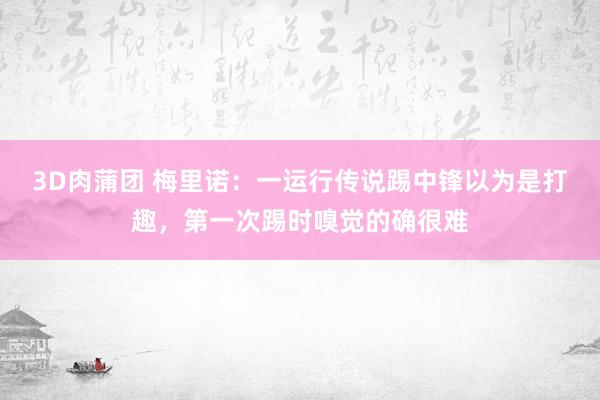 3D肉蒲团 梅里诺：一运行传说踢中锋以为是打趣，第一次踢时嗅觉的确很难