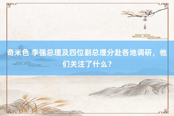 奇米色 李强总理及四位副总理分赴各地调研，他们关注了什么？