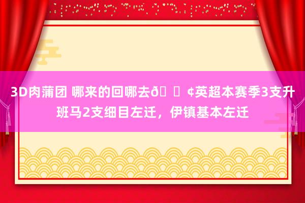 3D肉蒲团 哪来的回哪去😢英超本赛季3支升班马2支细目左迁，伊镇基本左迁