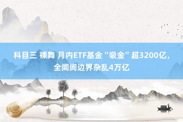 科目三 裸舞 月内ETF基金“吸金”超3200亿，全阛阓边界杂乱4万亿