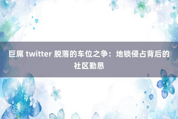 巨屌 twitter 脱落的车位之争：地锁侵占背后的社区勤恳