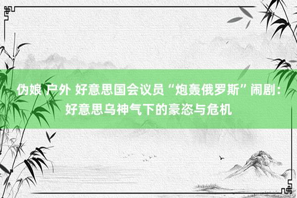 伪娘 户外 好意思国会议员“炮轰俄罗斯”闹剧：好意思乌神气下的豪恣与危机